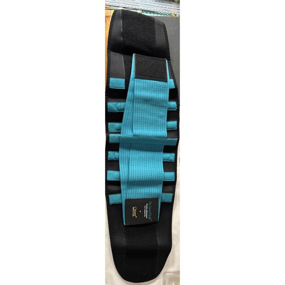 ActiveBak Clever Back Support Brace Double Adjustment Black Turquoise SMALL - Picture 6 of 9
